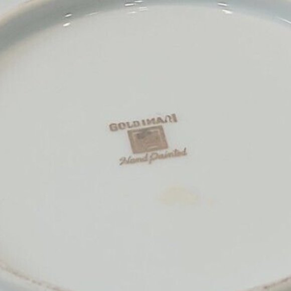 Vtg GOLD IMARI Japan Hand Painted Red Rust Gold White Shallow Asian Bowl Dish - Picture 5 of 5